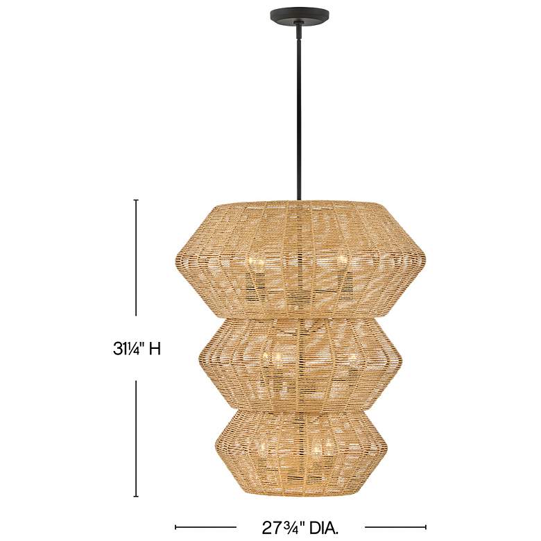 Image 3 Luca 27 3/4" Wide Black Camel Rattan 10-Light Chandelier more views