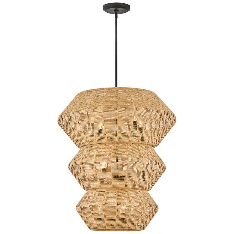 Image 4 Luca 27 3/4" Wide Black Camel Rattan 10-Light Chandelier more views
