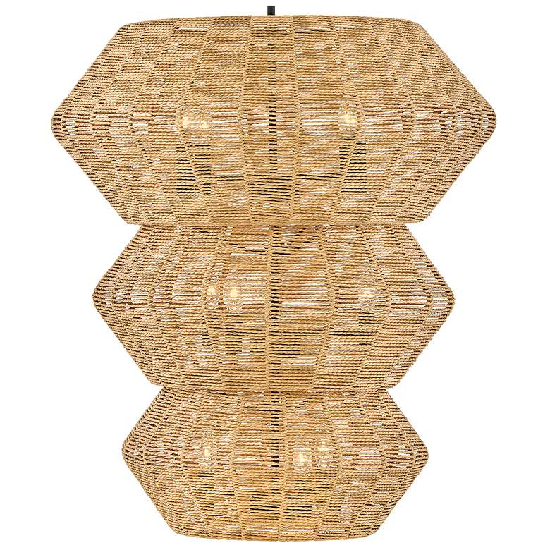 Image 5 Luca 27 3/4" Wide Black Camel Rattan 10-Light Chandelier more views