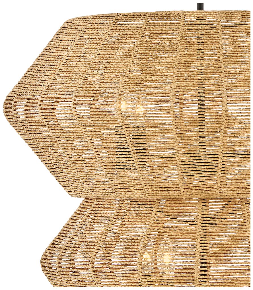 Luca 27 3/4" Wide Black Camel Rattan 10-Light Chandelier