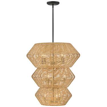 Luca 27 3/4" Wide Black Camel Rattan 10-Light Chandelier