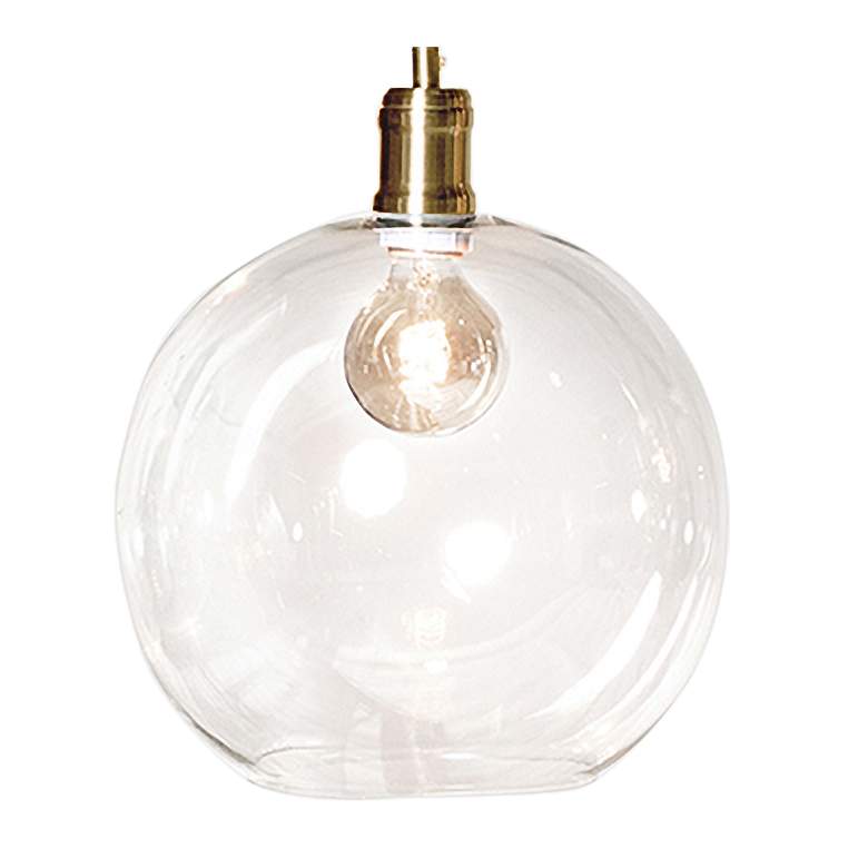 Image 2 Luca 80.4" Wide 6 Light Brass Pendant With Clear Glass Globe Shades more views