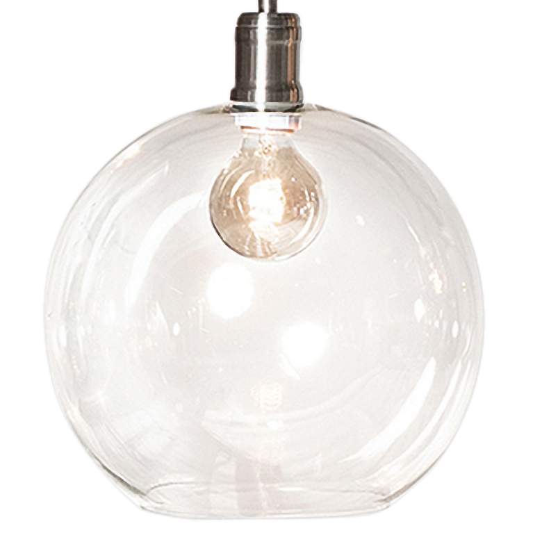 Image 2 Luca 80.4" Wide 6 Light Nickel Pendant With Clear Glass Globe Shades more views