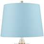 Luca Chrome and Glass Blue Hardback USB Table Lamps Set of 2
