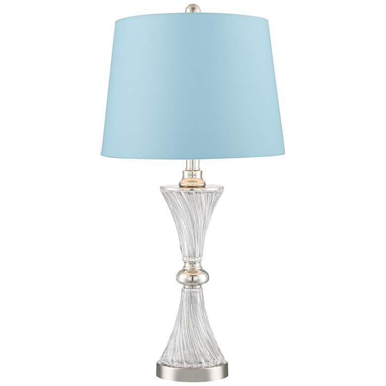 Image 6 Luca Chrome and Glass Blue Hardback USB Table Lamps Set of 2 more views
