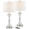 Luca Chrome and Glass Table Lamps With USB and 7" Round Risers