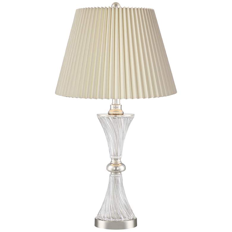Image 6 Luca Chrome and Glass USB Table Lamps with Ivory Pleat Shades Set of 2 more views