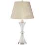 Luca Chrome and Glass USB Table Lamps with Ivory Pleat Shades Set of 2