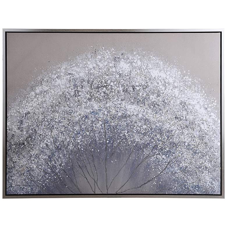 Image 1 Luca Fall Leaves in Snow 48 inch Square Framed Canvas Wall Art