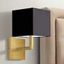 Lucas 10 1/2" High Aged Brass Wall Sconce with Black Shade