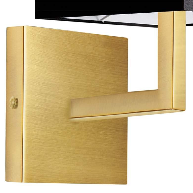 Image 4 Lucas 10 1/2" High Aged Brass Wall Sconce with Black Shade more views