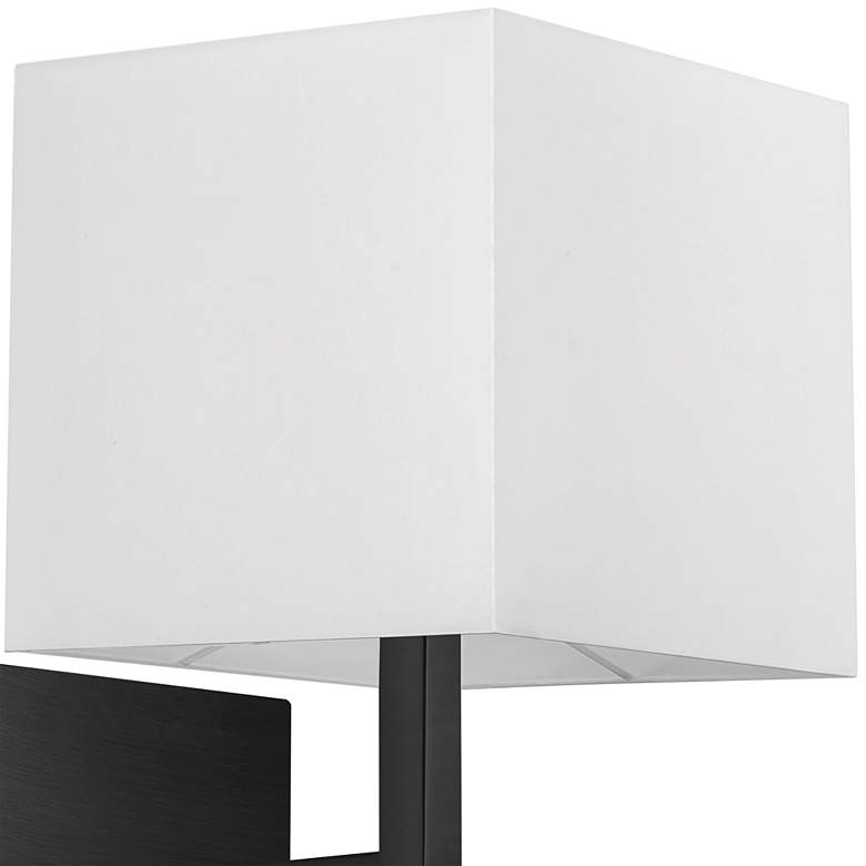 Image 2 Lucas 10 1/2" High Matte Black Wall Sconce with White Shade more views