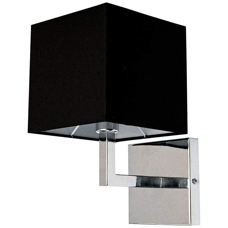 Image 1 Lucas 10 1/2"H Polished Chrome Wall Sconce with Black Shade