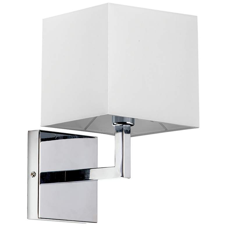 Image 1 Lucas 10 1/2 inchH Polished Chrome Wall Sconce with White Shade