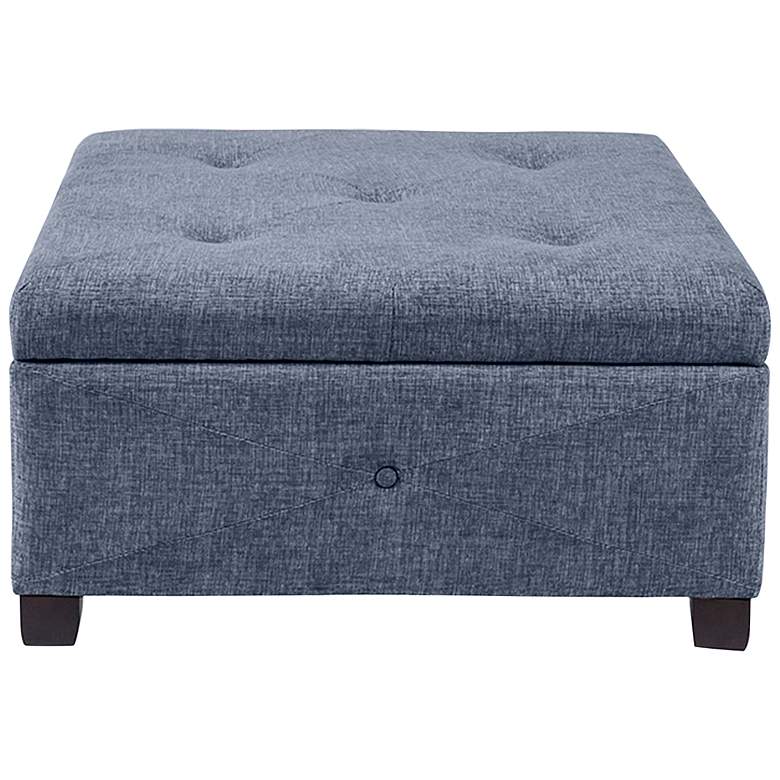 Image 4 Lucas Blue Tufted Fabric Soft Close Storage Ottoman more views