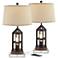 Lucas Bronze Night Light USB Table Lamps With 8" Square Risers