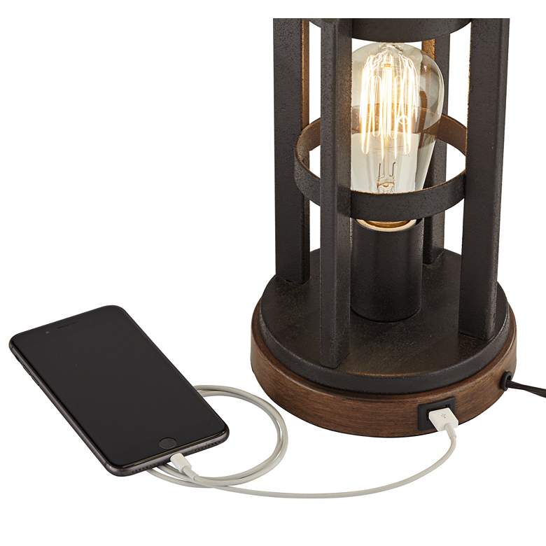 Image 6 Lucas Bronze Night Light USB Table Lamps With 8" Square Risers more views