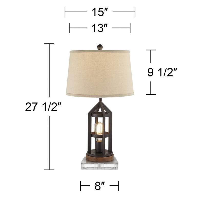 Image 7 Lucas Bronze Night Light USB Table Lamps With 8" Square Risers more views