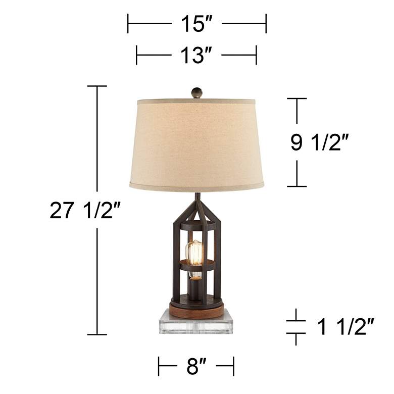 Image 7 Lucas Bronze Night Light USB Table Lamps With 8" Square Risers more views