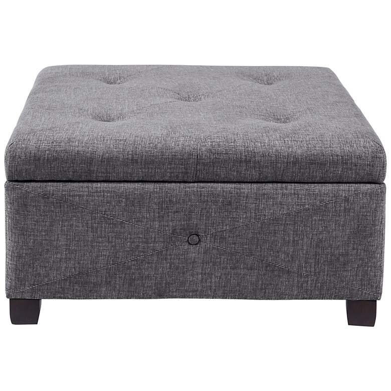 Image 3 Lucas Charcoal Fabric Tufted Storage Ottoman more views
