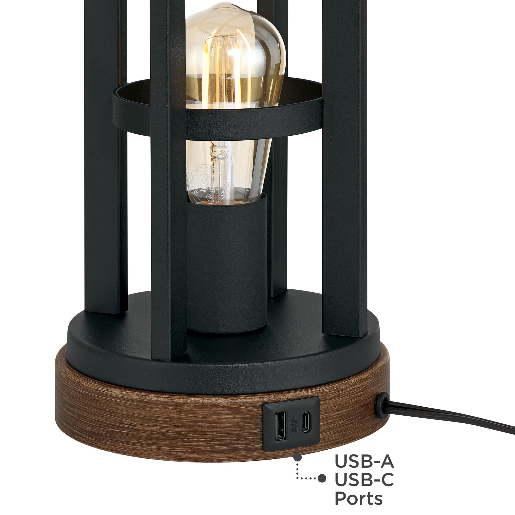 Image 5 Lucas Dark Bronze USB Night Light Table Lamps Set of 2 more views