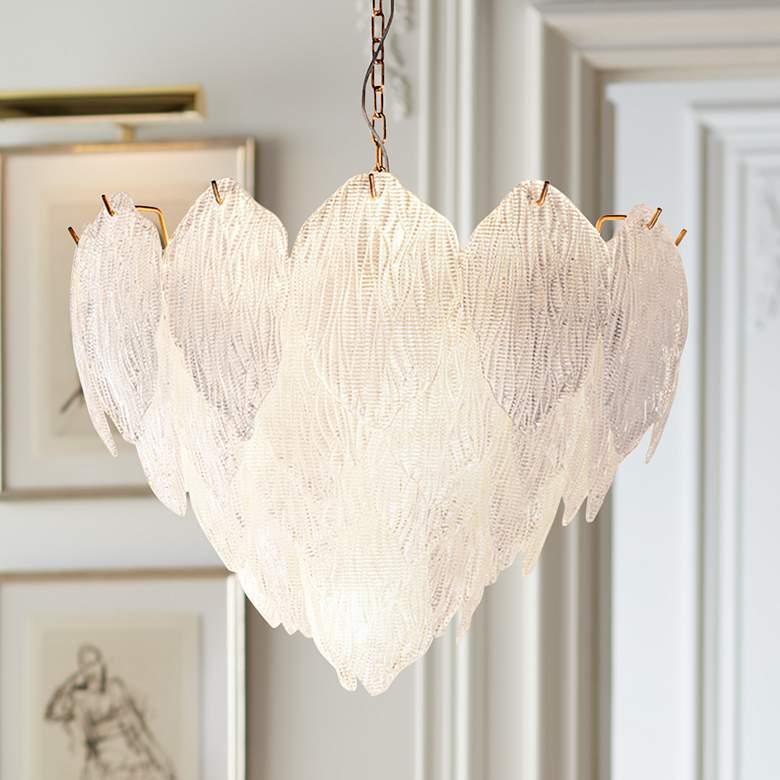 Image 1 Lucas McKearn Acanthus 20" Wide Distressed Gold Metal Pendant Light