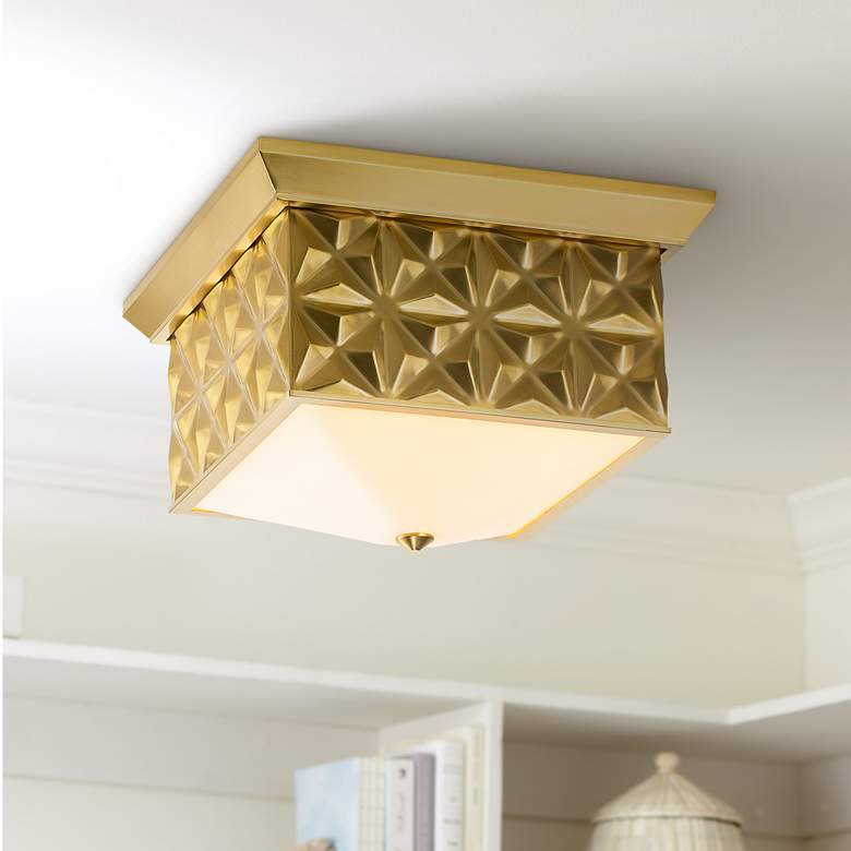 Image 1 Lucas McKearn Alpha 14 1/2" Wide Aged Brass Ceiling Light