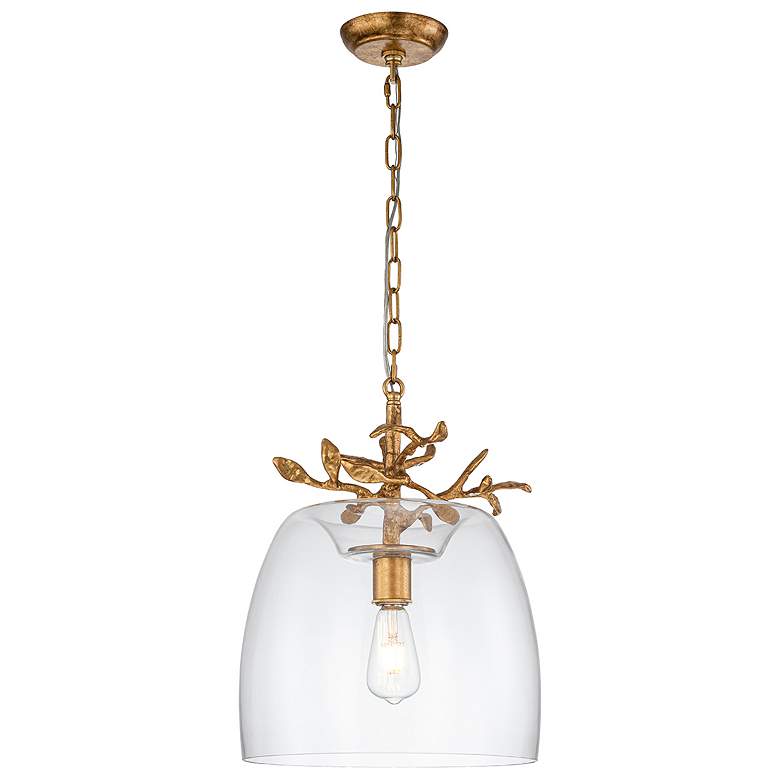 Image 1 Lucas McKearn Audubon Park 14" Wide Modern Gold and Glass Dome Pendant