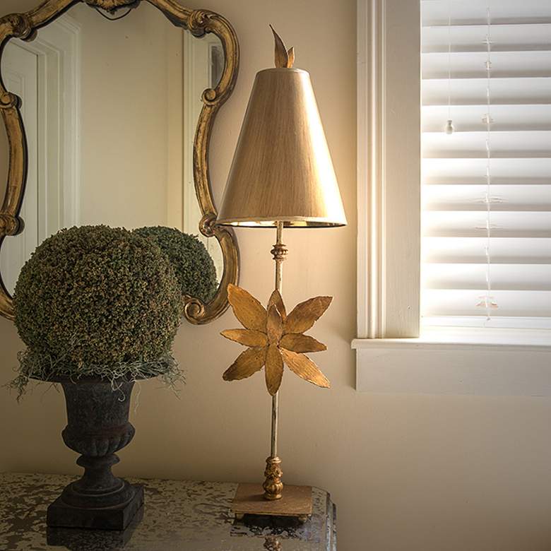 Image 1 Lucas McKearn Azalea 34" High Gold Leaf Blossom Buffet Table Lamp