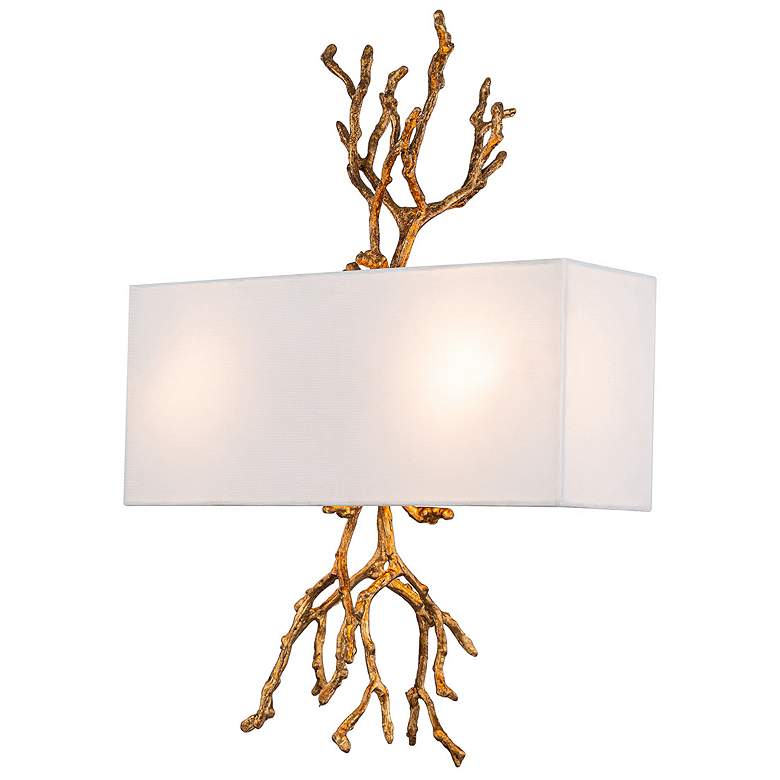 Image 1 Lucas McKearn Coral 15" Wide Gold and White Shade Wall Sconce