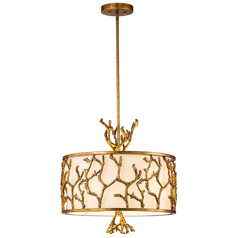 Image 1 Lucas McKearn Coral 20" Wide Modern Coastal Gold Leaf Drum Chandelier