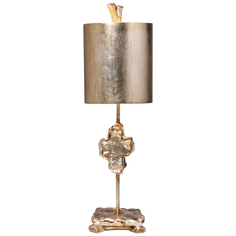 Image 1 Lucas McKearn Cross 23" Distressed Silver Leaf Accent Table Lamp
