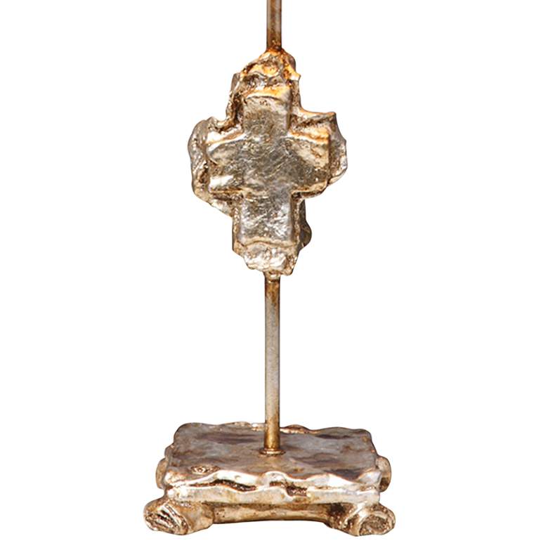 Image 3 Lucas McKearn Cross 23" Distressed Silver Leaf Accent Table Lamp more views