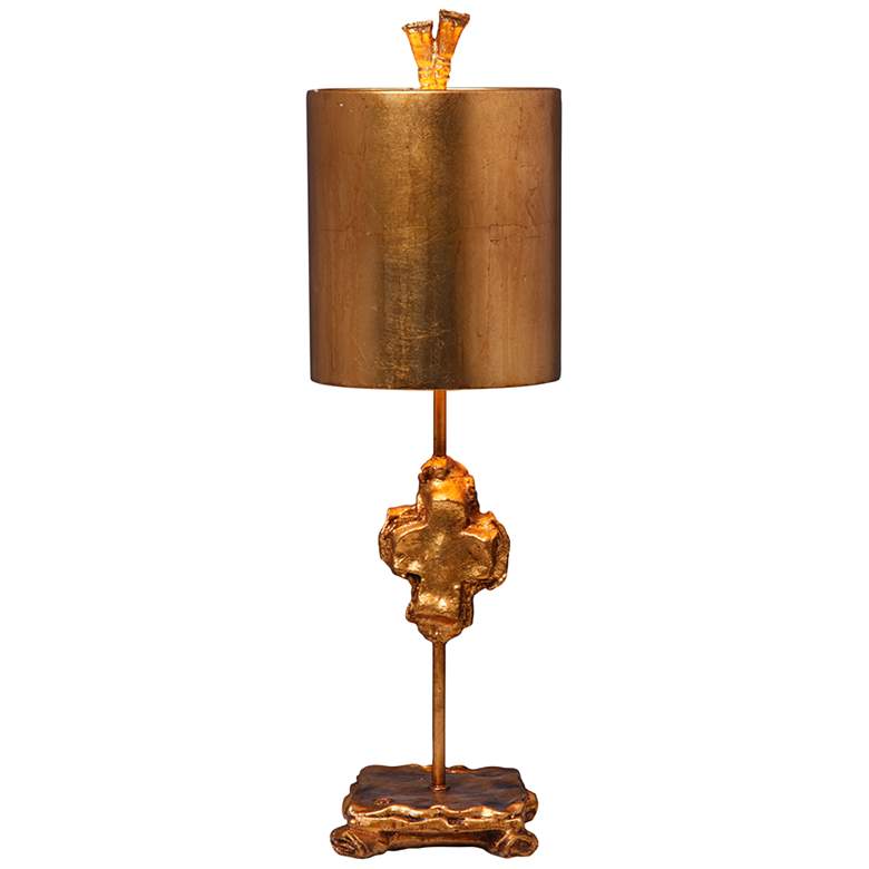 Image 1 Lucas McKearn Cross 23" High Distressed Gold Leaf Accent Table Lamp