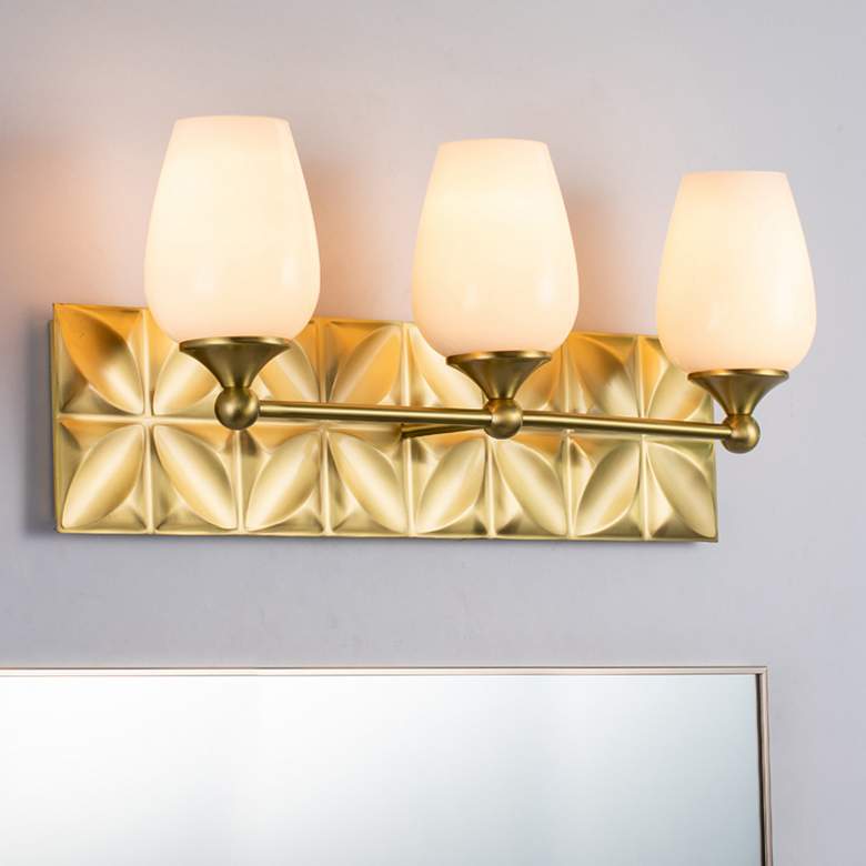 Image 1 Lucas McKearn Epsilon 24" Wide 3-Light Aged Gold Brass Bath Light