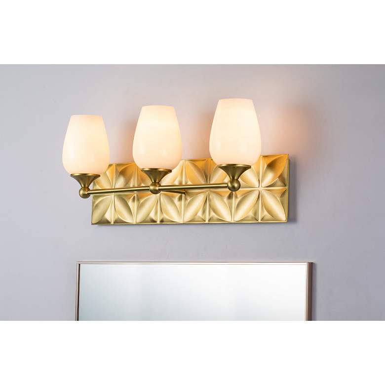 Image 4 Lucas McKearn Epsilon 24" Wide 3-Light Aged Gold Brass Bath Light more views