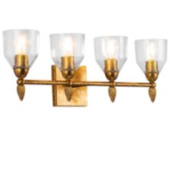 Lucas McKearn Felice 29 1/2" Wide 4-Light Gold and Glass Bath Bar