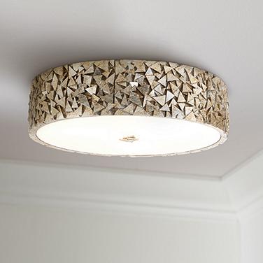 Lucas McKearn Mosaic 16" Antique Silver Modern Rustic Ceiling Light