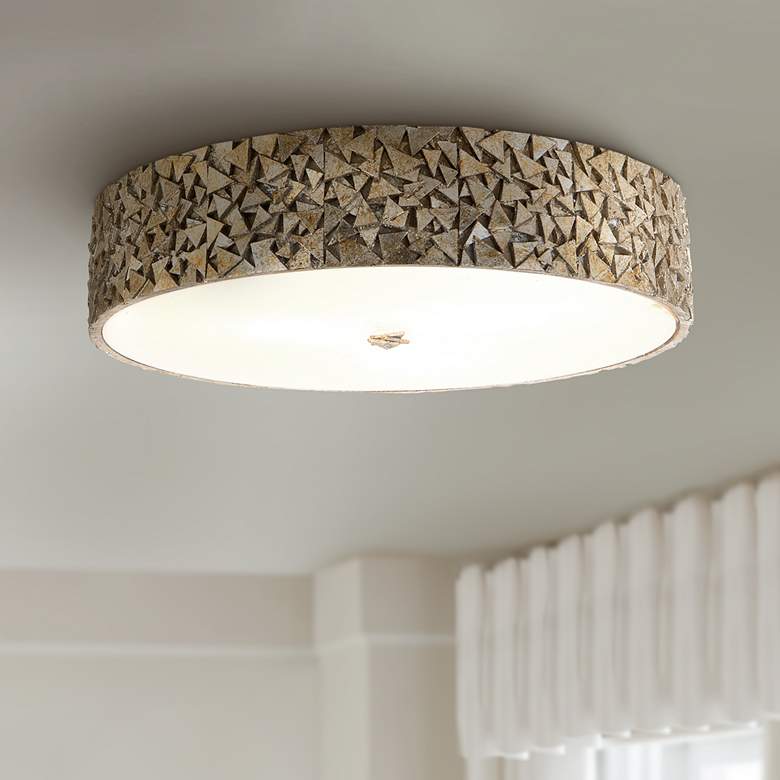 Image 1 Lucas McKearn Mosaic 20" Wide Antique Silver Round Ceiling Light