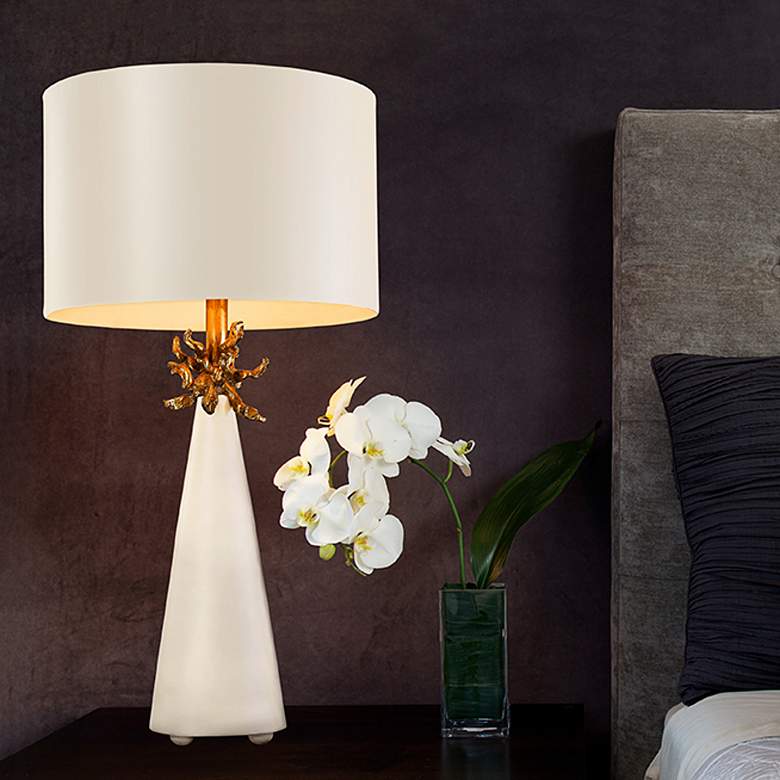 Image 1 Lucas McKearn Neo 31 1/2" French White Cone-Shaped Modern Table Lamp