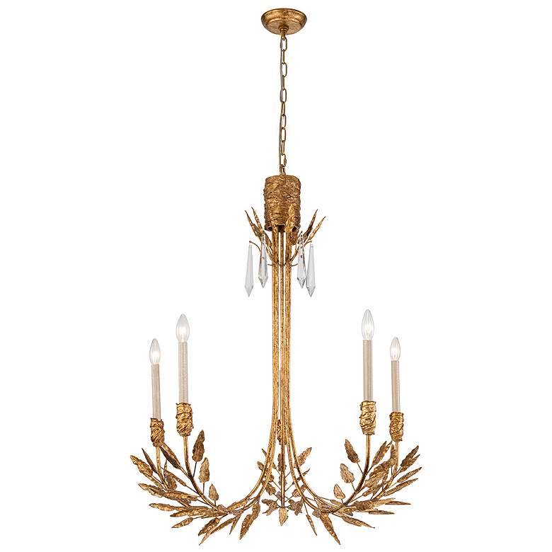 Image 1 Lucas McKearn Palm d'Or 32" Gold 5-Light Candelabra Chandelier