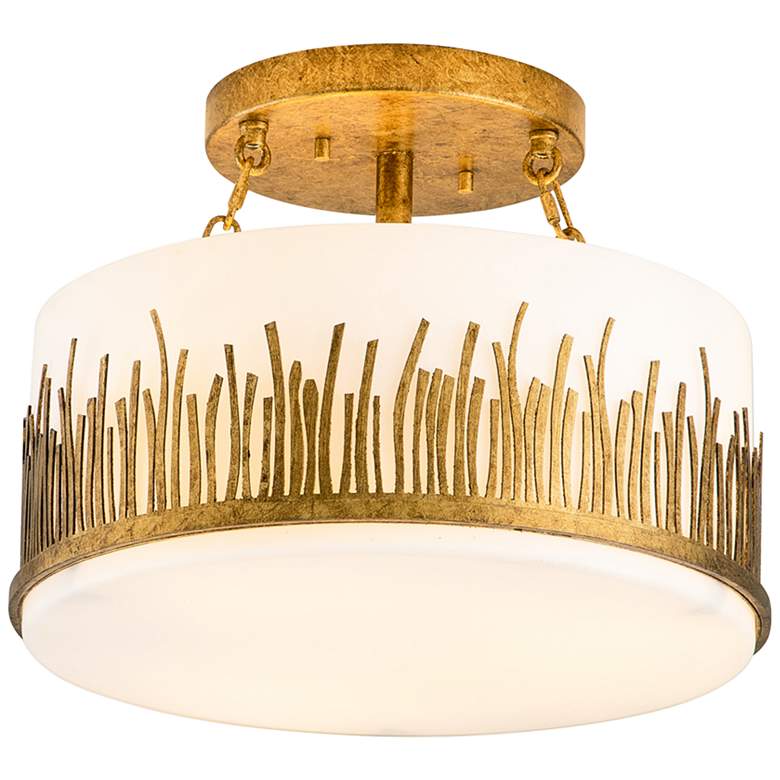 Image 2 Lucas McKearn Sawgrass 15" Wide Antique Gold Leaf Ceiling Light