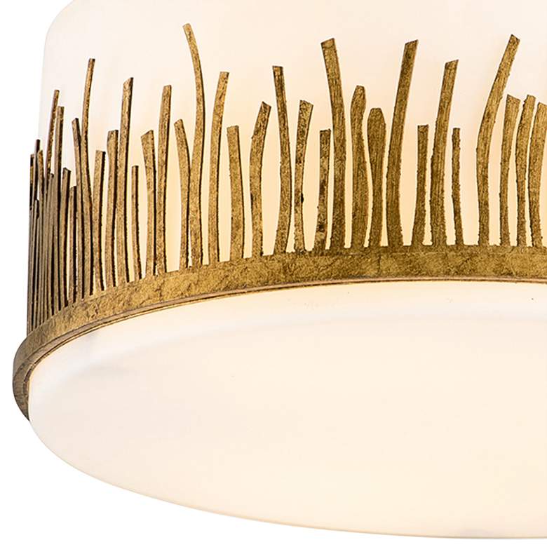 Image 3 Lucas McKearn Sawgrass 15" Wide Antique Gold Leaf Ceiling Light more views