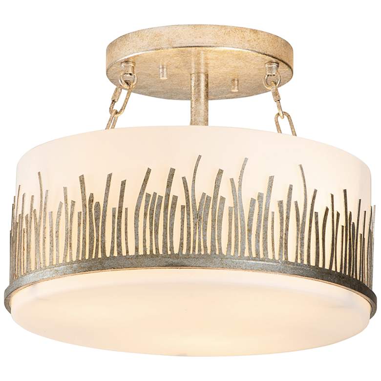 Image 2 Lucas McKearn Sawgrass 15" Wide Antique Silver Leaf Ceiling Light