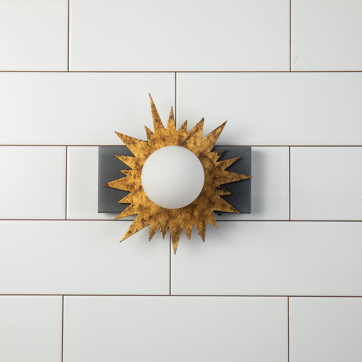 Image 3 Lucas McKearn Soleil 8 1/2" Wide Weathered Zinc Gold Star Wall Sconce more views