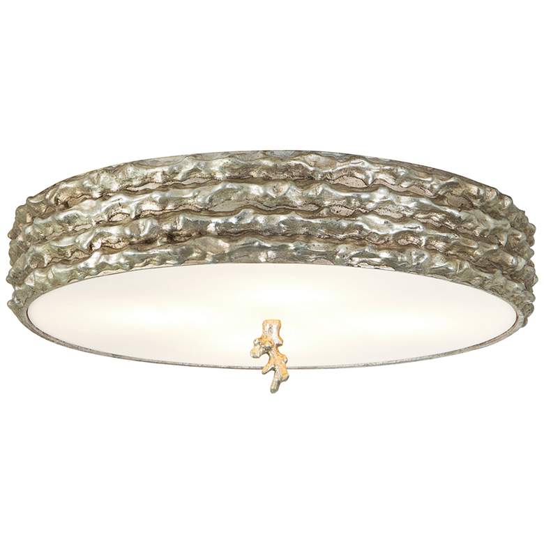 Image 2 Lucas McKearn Trellis 20" Antique Silver Leaf Flushmount Ceiling Light