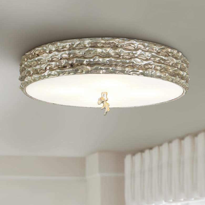 Image 1 Lucas McKearn Trellis 20" Antique Silver Leaf Flushmount Ceiling Light