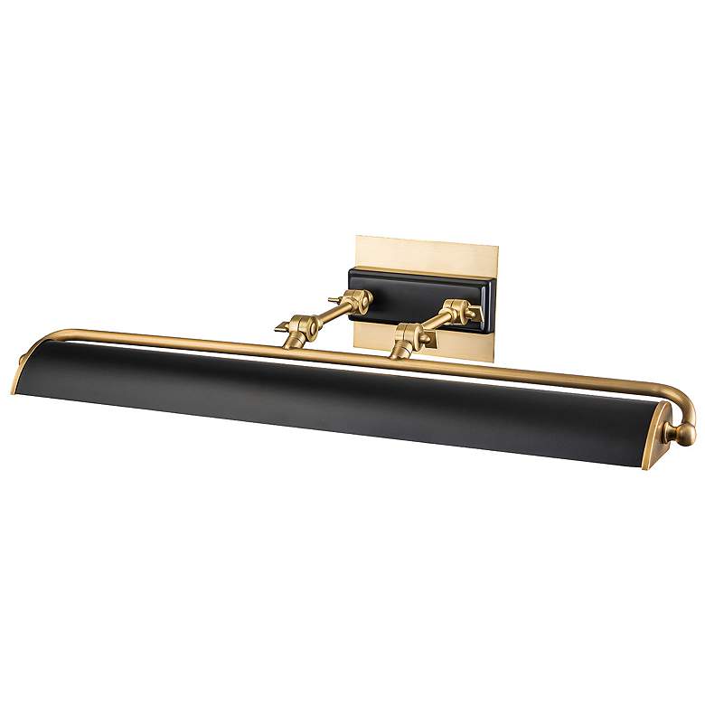 Image 1 Lucas McKearn Winchfield 27 1/2" Aged Brass Matte Black Picture Light