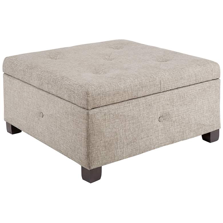 Image 2 Lucas Sand Fabric Tufted Storage Ottoman