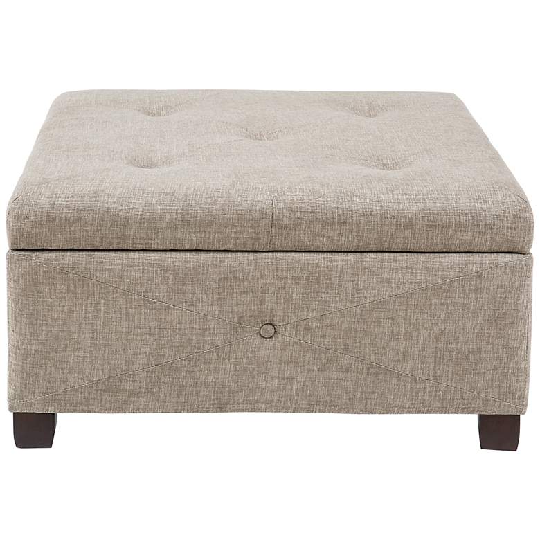 Image 3 Lucas Sand Fabric Tufted Storage Ottoman more views